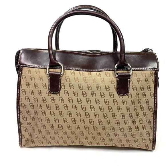 Dooney & Bourke Anniversary Double Pocket Satchel Khaki Canvas Burnt Cedar Y2K - Picture 9 of 16